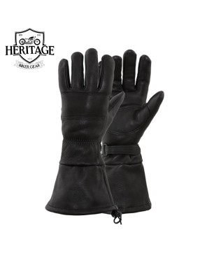 FCL Drawstring Gauntlet Deerskin Motorcycle Gloves