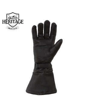 FCL Drawstring Gauntlet Deerskin Motorcycle Gloves