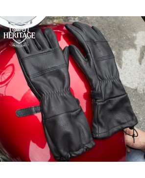 FCL Drawstring Gauntlet Deerskin Motorcycle Gloves