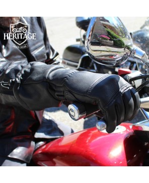 FCL Drawstring Gauntlet Deerskin Motorcycle Gloves