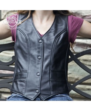 Women's Vixen Motorcycle Vest - Premium Leather Gear