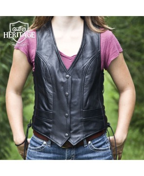 Women's Vixen Motorcycle Vest - Premium Leather Gear