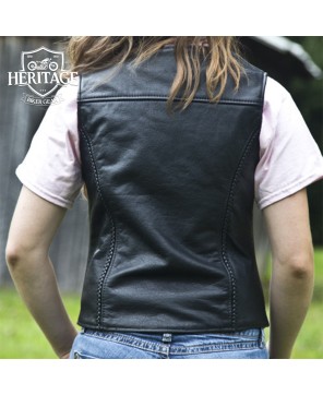 Stylish Braided Vest with Zippered Pockets for Women