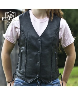 Stylish Braided Vest with Zippered Pockets for Women