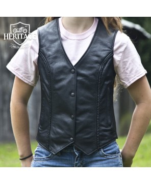 Stylish Braided Vest with Zippered Pockets for Women