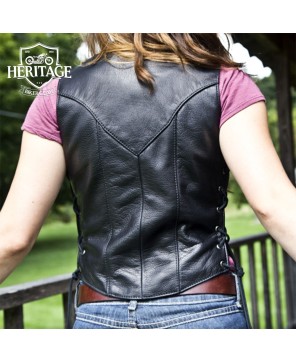 Stylish Women's Motorcycle Vest - Laced Nickel Design