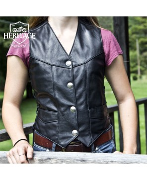 Stylish Women's Motorcycle Vest - Laced Nickel Design