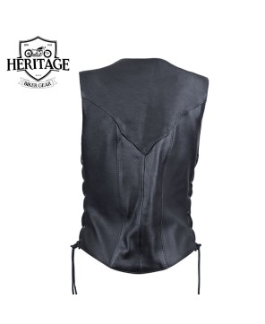 Stylish Women's Motorcycle Vest - Laced Nickel Design