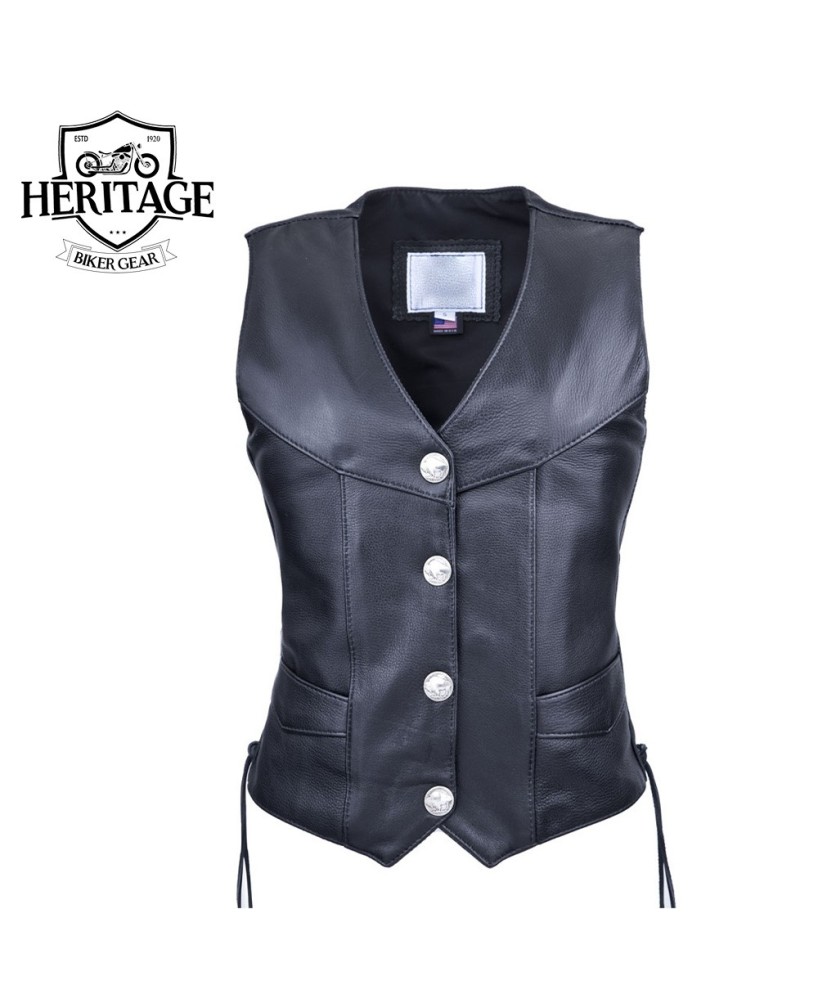 Stylish Women's Motorcycle Vest - Laced Nickel Design