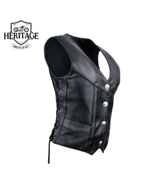 Stylish Women's Motorcycle Vest - Laced Nickel Design