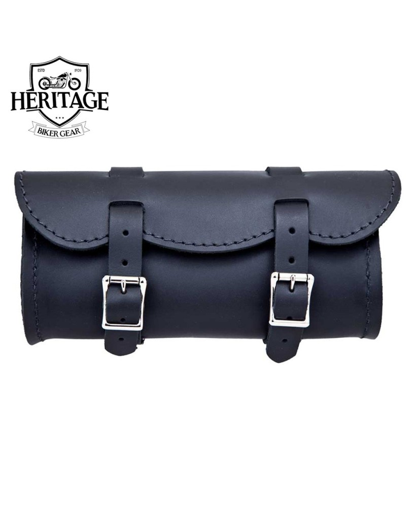 Durable Small Black Motorcycle Tool Bag | Top-Grain Leather