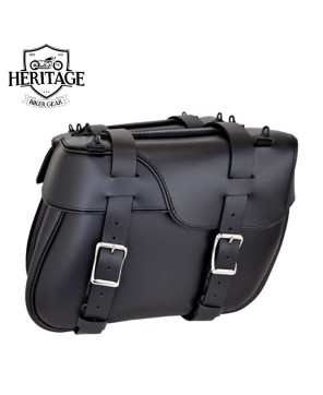 Deluxe Split Lid Motorcycle Saddlebag - Durable Leather Construction