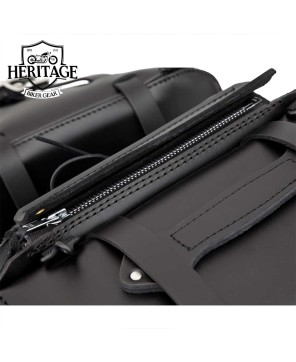 Deluxe Split Lid Motorcycle Saddlebag - Durable Leather Construction