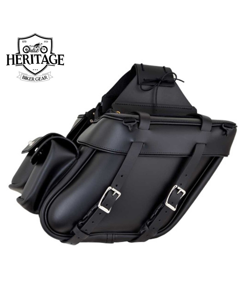 Deluxe Wide Angle Motorcycle Saddlebag - Premium Leather Craft