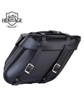 Deluxe Wide Angle Motorcycle Saddlebag - Premium Leather Craft