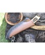 Handcrafted Skinner Knife - ATS-34 Steel, Bone Handle, Leather Sheath