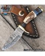 Handcrafted Damascus Skinner Knife with Stag Antler Handle