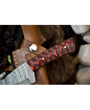 Handmade Damascus Skinner Knife with Gut Hook Twist