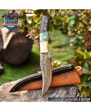 Hand Crafted Damascus Skinner Knife - Mixed Material Handle