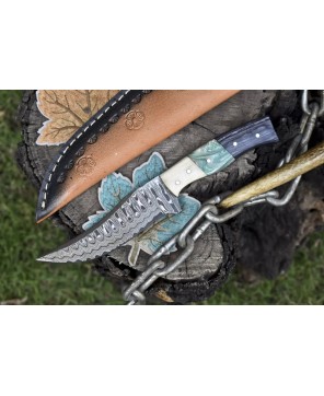 Hand Crafted Damascus Skinner Knife - Mixed Material Handle