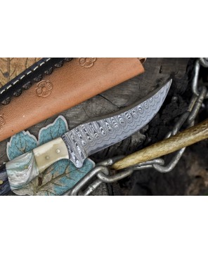 Hand Crafted Damascus Skinner Knife - Mixed Material Handle