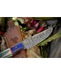 Handmade Twist Damascus Skinner Knife - Hardwood Handle, Micrata Bolst