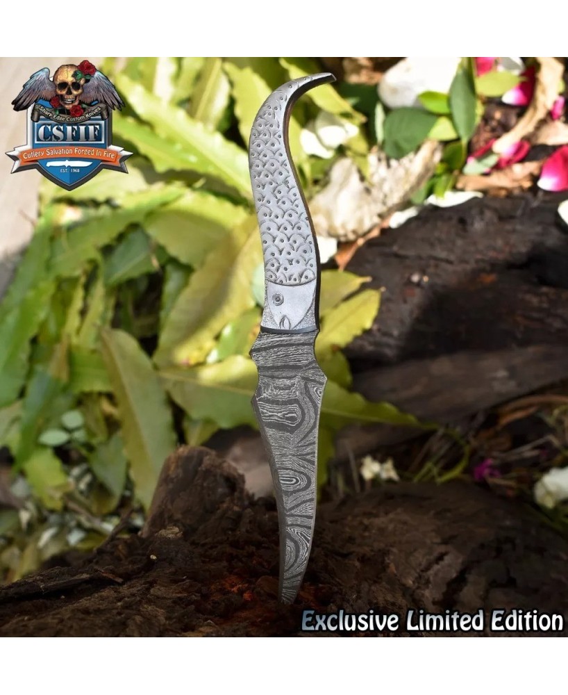 Skinner Knife D2 Tool Steel Damascus Blade | Premium EDC