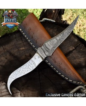 Skinner Knife D2 Tool Steel Damascus Blade | Premium EDC