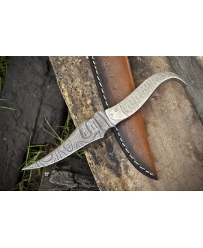 Skinner Knife D2 Tool Steel Damascus Blade | Premium EDC