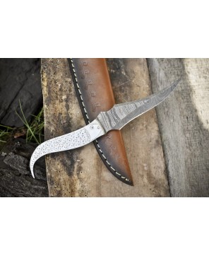 Skinner Knife D2 Tool Steel Damascus Blade | Premium EDC