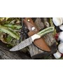 Custom Damascus Skinner Knife - Handcrafted Hardwood Handle