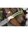 Custom Damascus Skinner Knife - Handcrafted Hardwood Handle