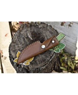 Custom Damascus Skinner Knife - Handcrafted Hardwood Handle