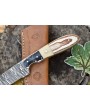 Twist Damascus Skinner Knife, Bone & Wood Handle