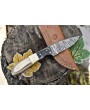 Twist Damascus Skinner Knife, Bone & Wood Handle