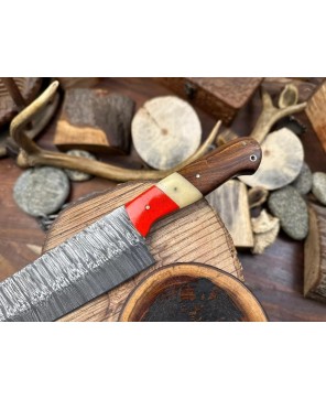 Damascus Chef Knife: Handcrafted, Bone Handle