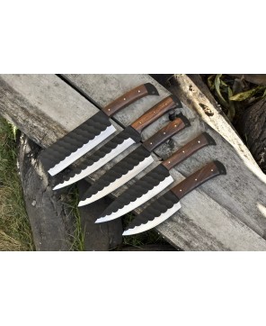 Walnut Chef Knife Set (5) AUS-8 Steel