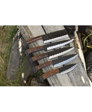 Walnut Chef Knife Set (5) AUS-8 Steel