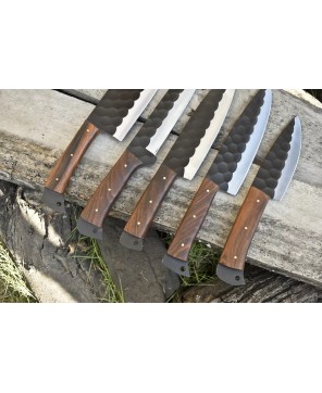 Walnut Chef Knife Set (5) AUS-8 Steel