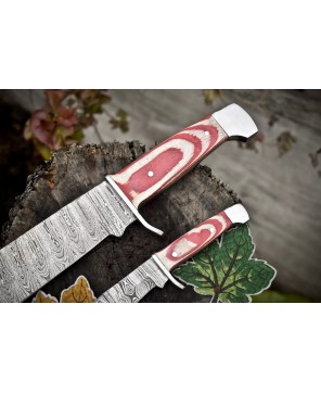 Damascus Bowie Knife Set: Handcrafted