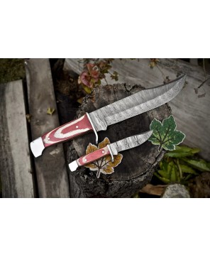 Damascus Bowie Knife Set: Handcrafted