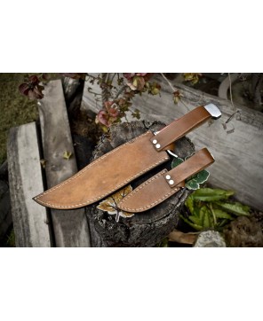 Damascus Bowie Knife Set: Handcrafted