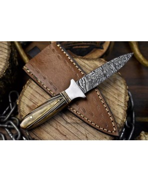 Custom Twist Damascus Hunting Knife with Bone Handle