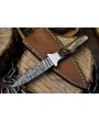 Custom Twist Damascus Hunting Knife with Bone Handle