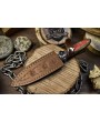 Handcrafted Twist Damascus Hunting Knife with Bone and Wood Handle