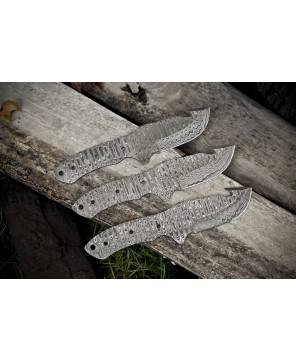 Hot Ladder Damascus Blank Blades w/Gut Hook - Set of 3 Camping