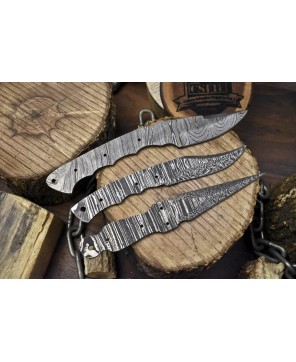 Custom Twist Damascus Blank Blades Wootz Set of 3 - Unique Decoration