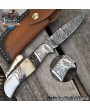 Twist Damascus Folding Knife, Bone & Wood Handle