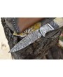 Twist Damascus Folding Knife, Bone & Wood Handle