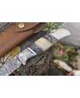 Twist Damascus Folding Knife, Bone & Wood Handle